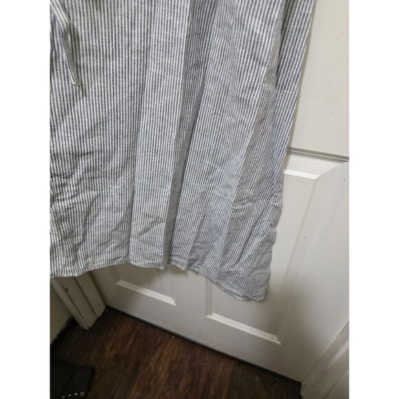 Nostrom Blue & White Striped Midi Tank Dress Drawstring Waist Linen Blend Size M - Picture 6 of 9